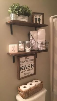 Bathroom shelving by eddie Downstairs Bathroom, Kids' Bathroom, Trendy Bathroom, Bathroom Small, Budget Bathroom, Bathroom Colors, Bathroom Cabinets, Simple Bathroom, Bathroom Vanities