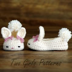Doll slippers fit 18 inch dolls and many baby dolls crocheted Bunny Slippers