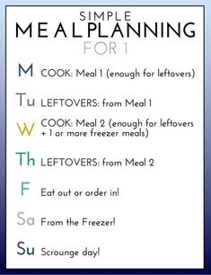 simple meal plans for the week