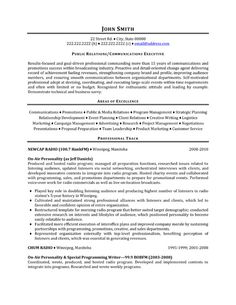 pr resume sample