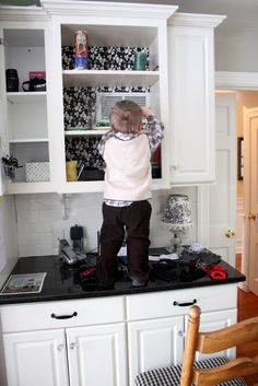 Inside Kitchen Cupboards contact paper on inside of cabinet door. | for the home Inside Kitchen Cupboards contact paper on inside of cabinet door. | for the home