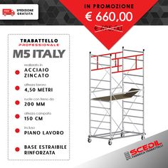 Trabattello altezza di lavoro 4,10 m in acciaio serie M4 LUX 150 made in italy I SCEDIL Trabattello altezza di lavoro 4,10 m in acciaio serie M4 LUX 150 made in italy I SCEDIL