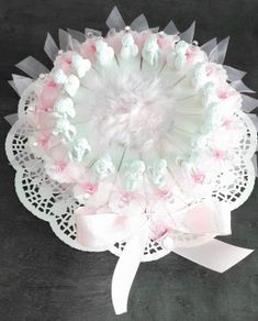 Gastgeschenke Taufe Baby blau m.Mandeln Kartonage