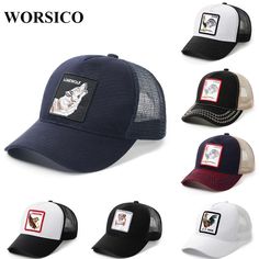 Baseball Cap Animal Collection Cat Butterfly Adjustable Mesh Unisex Baseball Cap Trucker Hat Fits Men Women Hat