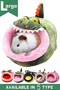 JanYoo Guinea Pig Bed Hedgehog House Pad Bed Toy Cage Accessories Wooden Detachable Frame