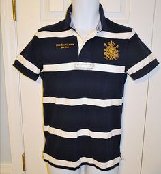 Polo Ralph Lauren Boy/'s Navy Cream Stripe S//S Tee