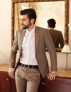 Handsome Groom Suits Beige Wedding For Men Two Pieces Suit Latest Coat Pant Designs Brown Men Suit Casual Wedding Suits For Terno Slim Fit Custom