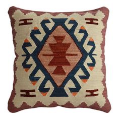 20-Inch SARO LIFESTYLE 355.M20S 1-Piece Kilim Design Pillow Set Square Multicolor