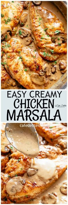 Easy Creamy Chicken Marsala - Cafe Delites Poultry Recipes, Meat Recipes, Cooking Recipes, Healthy Recipes, Zoodle Recipes, Delish Recipes, Instapot Recipes, Tagine Recipes, Portuguese Recipes