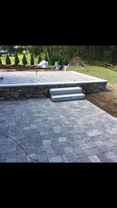 10 Best Paver Patios Images On Pinterest Landscape Design Multi Level Paver Patio Field Stone Wall With Granite Cap Slab Steps