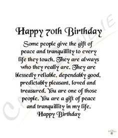 Poem for 70th birthday