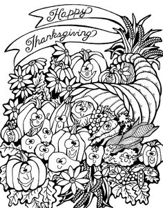 Coloring Harvest Cornucopia Thanksgiving Pages To Pri With Page Best Adresebitkisel