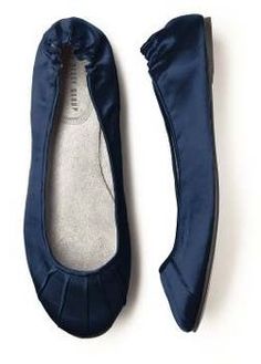 Simple Satin Ballet Wedding Flats Accent Colors Wedding Blue Shoes Flats Satin Navy Ballet Slippers