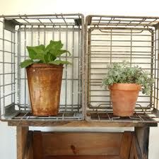 Vintage Wire Milk Crates Turned Plant Storage Vintage Wire Milk Crates Turned Plant Storage