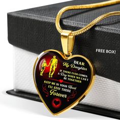 to My Daughter Necklace Special Luxury Necklace for Daughter from Dad Gold Heart Pendant ZEN DEAL