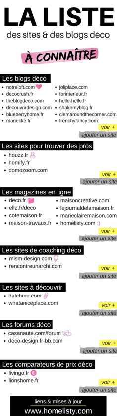 ❤ LA liste des sites et des blogs déco à connaître ! ❤ VOIR + www.homelisty.com Decoration, Organisation, Bricolage, Blog, Diy Déco