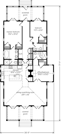 Narrow Lot, Roomy Feel (HWBDO75757) | Tidewater House Plan from ... Narrow Lot, Roomy Feel (HWBDO75757) | Tidewater House Plan from ...