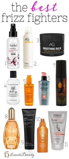 11 Great Anti-Frizz Hair Products via 15MinuteBeauty.com Ag Hair Products, Anti Frizz Products, Hair Smoothing Products, Beauty Products, Best Hair Styling Products, Best Hair Care Products, Thick Hair Styles, Curly Hair Styles