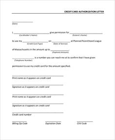 blank credit card authorization form template