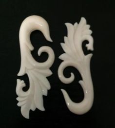 Pair Handmade Organic Whimsical White Horn Owl in Tree Ear Gauge Plugs 8G-0G US