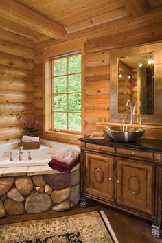 93 Best Log Cabin Bathrooms Images Bathroom Remodeling Home Decor 30 Wild Log Cabin Decor Ideas Rarely Made Homedecor Bathtub Bathroom Double Vanity