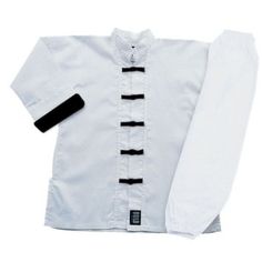 Sleeveless Kung Fu Uniform Top in White with Black Trim Sleeveless Kung Fu Uniform Top in White with Black Trim