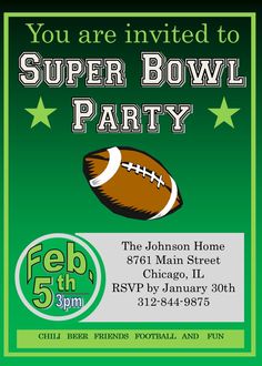 58 Best Super Bowl Party Invitations Images Party Needs Football