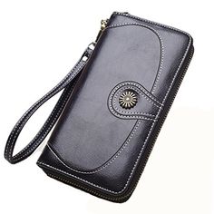 womens black wallet clutch long zipper flower button accent wallet large capacity 8 credit card holder - Best Credit Card Holder womens black wallet clutch long zipper flower button accent wallet large capacity 8 credit card holder - Best Credit Card Holder