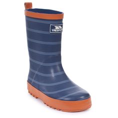 KIDS BLUE RUBBER SCHOOL RAIN CAMP BEACH FIELD PULL ON HANDLE COMFY SOFT WELLY