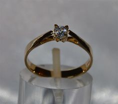 Solitario-ring goldring 333 oro circonita-piedra en el brillante-esmerilado anillo de compromiso