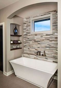 Most Popular Small Bathroom Remodel Ideas on a Budget in 2018 This beautiful look was created with cool colors, and a change of layout. #bathroomremodel #smallbathroom #smallbathroomideas Apartment Therapy, Bathroom Renovations, Master Bath Remodel, Small Bathroom Remodel