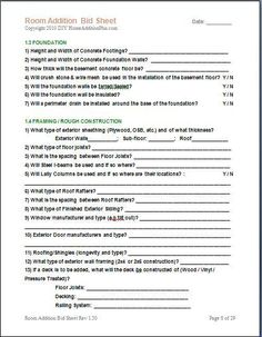 contractor bid sheets