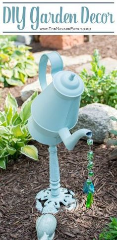 Tea Pot Garden Decor Yard Art Hanging Beaded Sun Diy Garden Decor Upcycled Repurposed Spray Painted Metal Teapot Turned Into