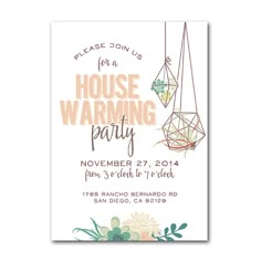 Housewarming party Invitation - succulent modern housewarming minimalist invitation - digital file 30th Birthday, Inspiration, Birthday Ideas, 30th Birthday Ideas For Women, Housewarming Gift Baskets