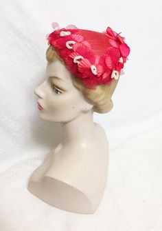 Rare Mid century WW II Prom Vintage 1930/'s-1940/'s Summer Hat* Cream Lace /& Silk Roses Party Wedding Very Unusual Retro