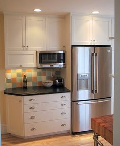 This Tall Microwave And Oven Cabinet Follows The Cur Trend To Closer View Of Mw And Frig Area Flickr Photo Sharing Microwave In Cabinet
