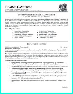 sample resume for construction project manager
