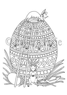 Colouring Page Easter Mice Wearing Cute Bunny Ears