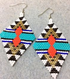 Sparkling Modern Native American Style Earrings with Preciosa Crystals Handmade in Soft Blues