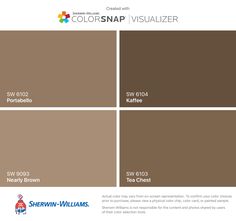 Pops We Used Latte Sherwin Williams Color Strip All Of Sherwin Williams Portabello Sw 6102 Nearly Brown 9093 Kaffee 6104 Tea Chest 6103