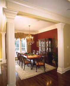 i love how they use columns to separate the dining room. | home i love how they use columns to separate the dining room. | home
