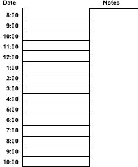 hourly schedule template printable