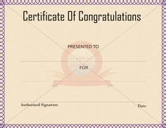 congratulation certificate