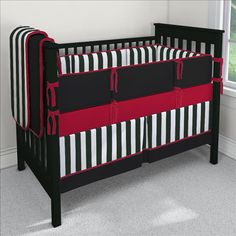 you design custom 3 piece crib bedding set bumper skirt and sheet red and white crib sheet