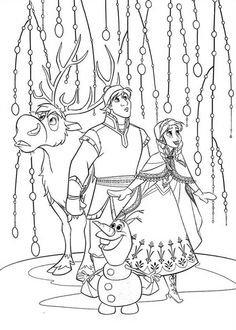 Anna Kristoff Sven And Olaf Go On A Journey To Bring Elsa Back Home Have Fun With This Amazing Disney Frozen Movie Coloring Page Pages