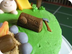 Fondant camping cake topper with set of 24 cupcake toppers