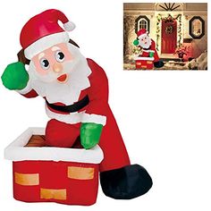 Penguins Christmas Masters 7 Foot Long Inflatable Santa Claus On Sleigh with Reindeer Gift Bag and Presents Indoor Outdoor Yard Lawn Decoration with LED Lights Cute Fun Xmas Holiday Party Blow Up