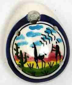 Hand-Painted 7.5” CERAMIC WALL PLAQUE Llama /& Flutist