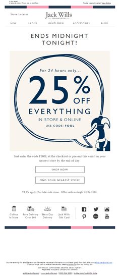 73 Best April Fools Emails And Web Content Images In 2019 Jack Wills April Fools Email With Code Fool For 25 Off Emailmarketing