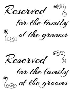 free printable reserved seating signs for your wedding ceremony